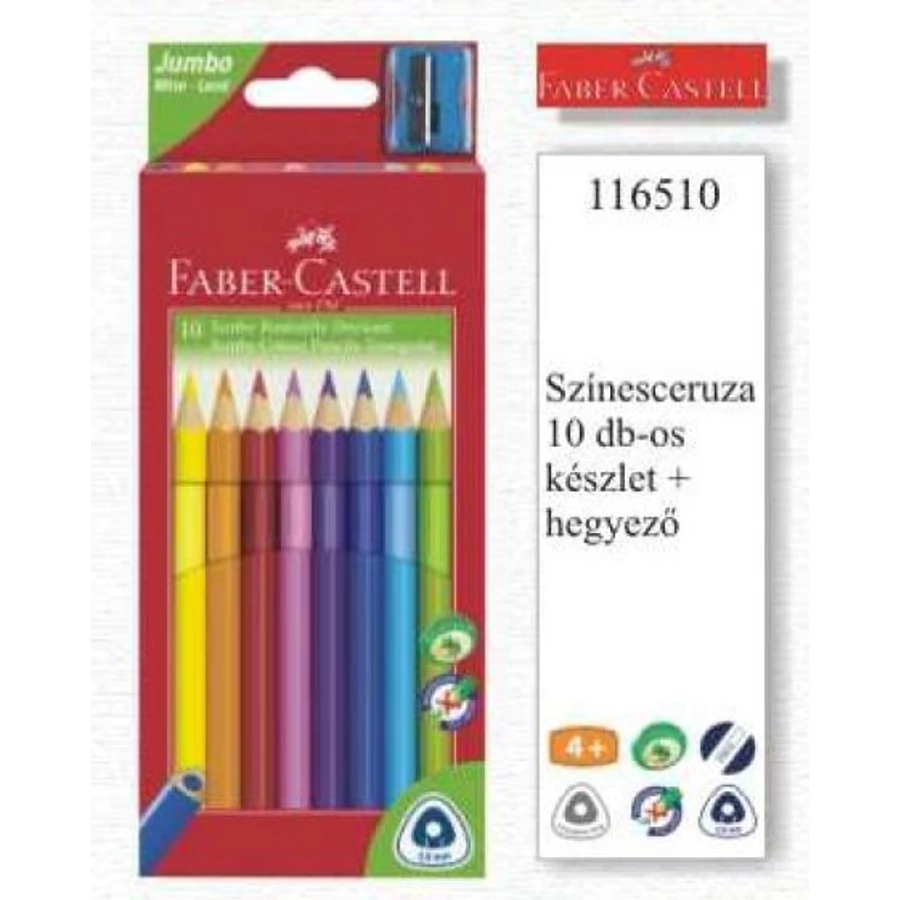 SZINESCERUZA 10 FABER Castell Junior trió+hegyező 116510