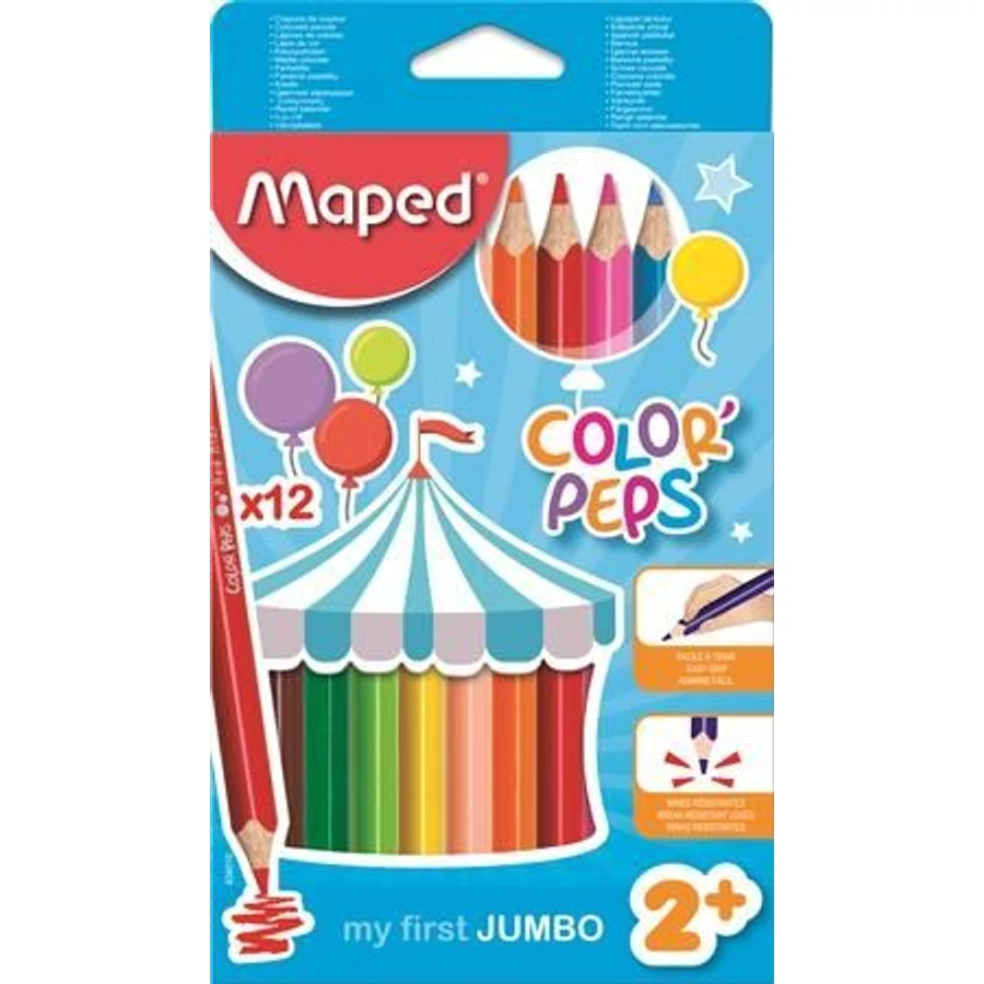 SZÍNES CERUZA 12 MAPED Maxi ColorPeps trió 5mm bél