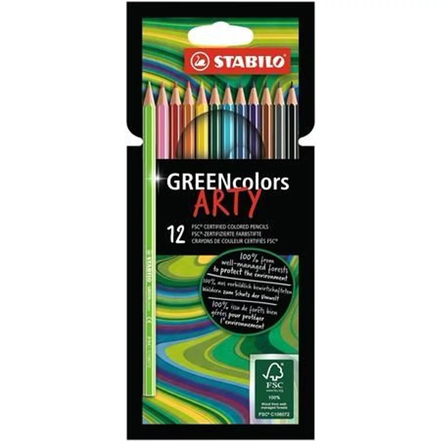 SZÍNES CERUZA 12 STABILO "Green Colors Arty"