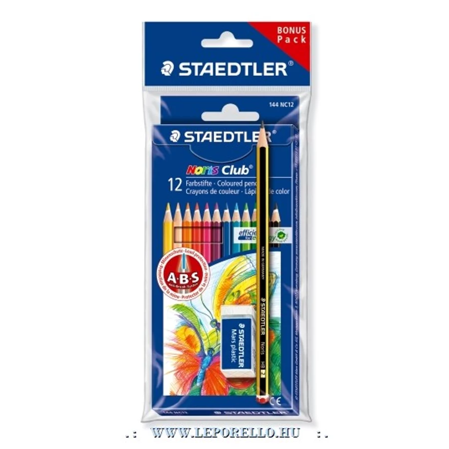 SZÍNES CERUZA 12 STAEDTLER Noris Club törésbiztos+ajándék grafit+radí