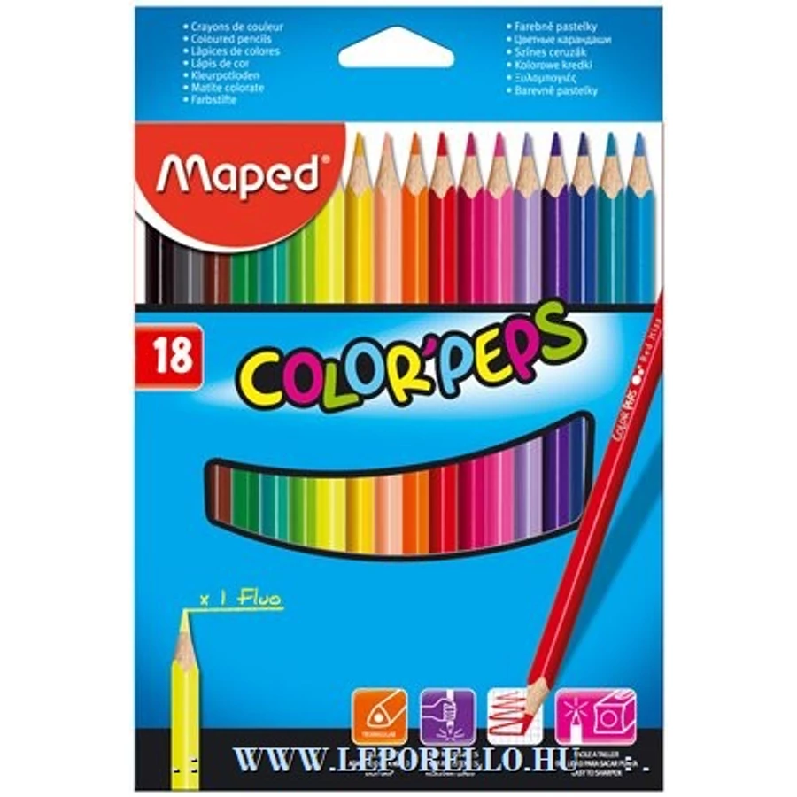 SZÍNES CERUZA 18 MAPED ColorPeps trió+/1neon/