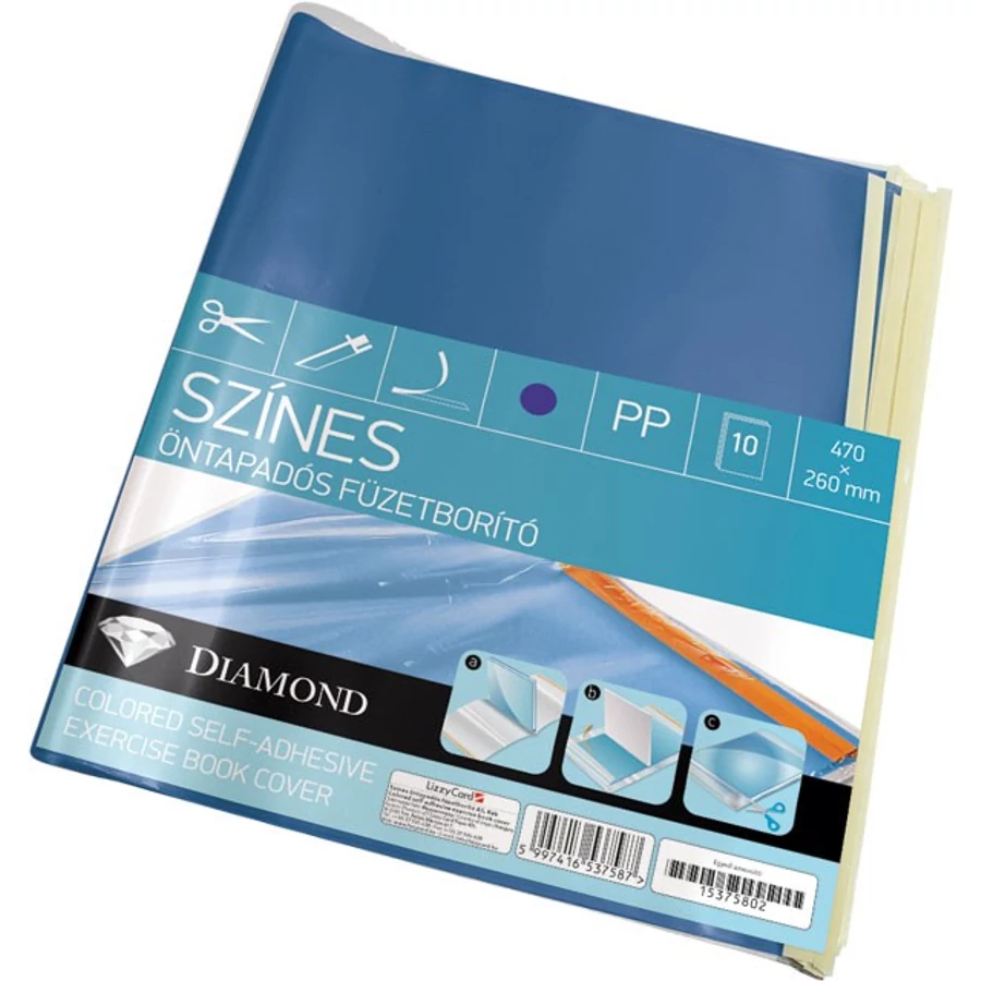 TANKÖNYVBORITÓ önt. A5 LIZZY PP 470*260mm 10db/csom színes